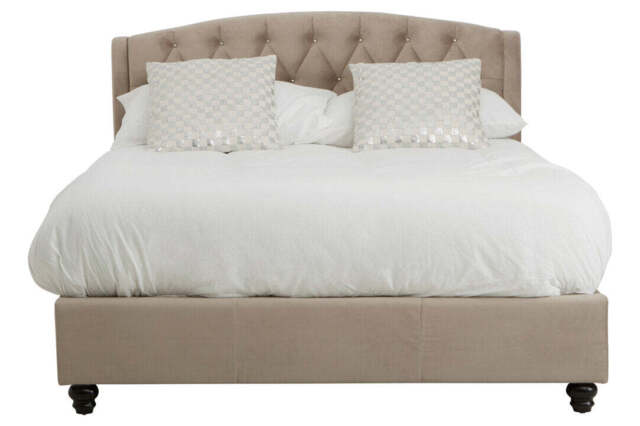 Rutherford Brushed Velvet Bed – Mink (Double) - image 1