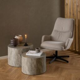 Dice Round Coffee Table Set in Grey Marble Effect Finish - thumbnail 2