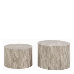 Dice Round Coffee Table Set in Grey Marble Effect Finish - thumbnail 4