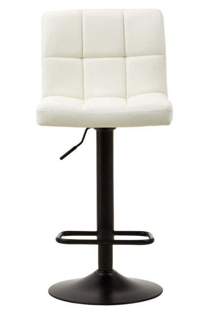 Lido Quilted Bar Stool – White Leather Effect - image 1