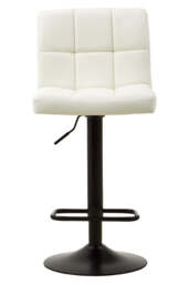 Lido Quilted Bar Stool – White Leather Effect - thumbnail 1