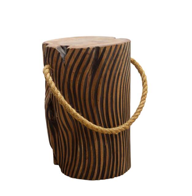 Zenvor Teak Root Tiger Stripe Stool with Rope - image 1