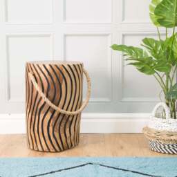 Zenvor Teak Root Tiger Stripe Stool with Rope - thumbnail 2
