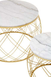 Carlton White Marble & Gold Frame Side Table Set - thumbnail 4