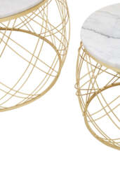 Carlton White Marble & Gold Frame Side Table Set - thumbnail 2