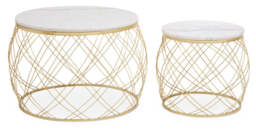 Carlton White Marble & Gold Frame Side Table Set - thumbnail 1