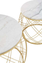Carlton White Marble & Gold Frame Side Table Set - thumbnail 5
