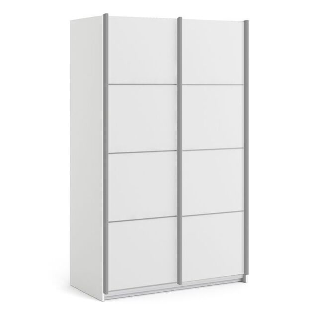 Verona Sliding Wardrobe 120cm White with Sliding Doors & 2 Shelves - image 1