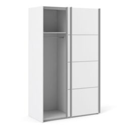 Verona Sliding Wardrobe 120cm  White with Sliding Doors & 2 Shelves - thumbnail 3