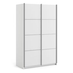 Verona Sliding Wardrobe 120cm  White with Sliding Doors & 2 Shelves - thumbnail 1