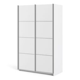 Verona Sliding Wardrobe 120cm  White with Sliding Doors & 2 Shelves - thumbnail 2