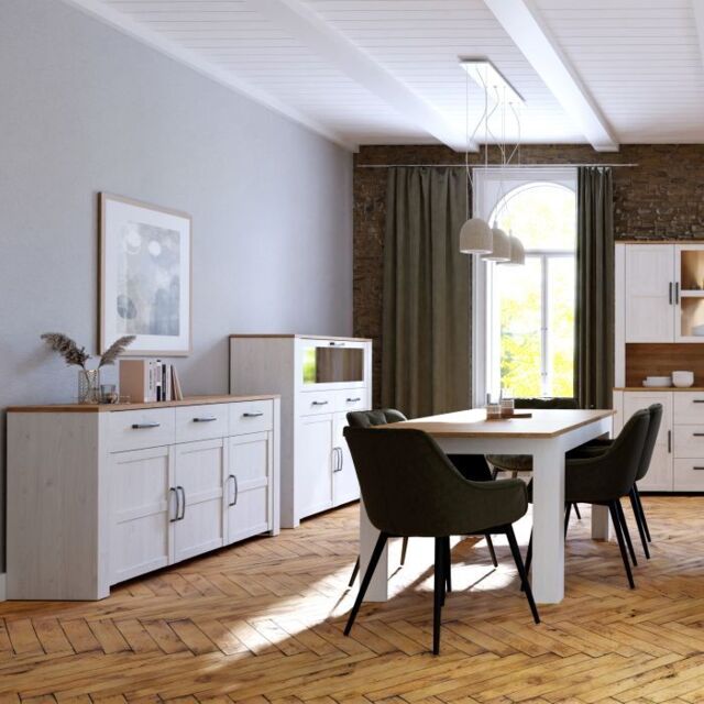 Bohol Sideboard 3 Drawer 3 Door in White and Oak - image 1