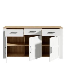 Bohol Sideboard 3 Drawer 3 Door in White and Oak - thumbnail 4