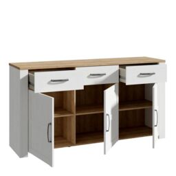 Bohol Sideboard 3 Drawer 3 Door in White and Oak - thumbnail 2