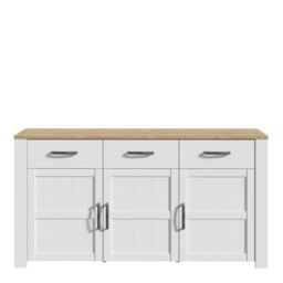 Bohol Sideboard 3 Drawer 3 Door in White and Oak - thumbnail 3