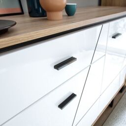 Brolo 3 Door 1 Drawer Wide Sideboard With the Walnut and Dark Panel Finish - thumbnail 3