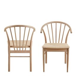 Cassandra Dining Chairs with Armrests in White Oak – Set of 2 - thumbnail 3