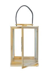 Seaville Steel Lantern – Gold with Hair-on-Leather Handle (Small) - thumbnail 4