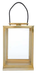 Seaville Steel Lantern – Gold with Hair-on-Leather Handle (Small)