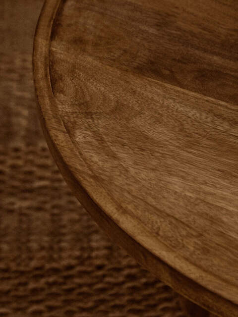 Knutsford Natural Mango Wood Column Detail Coffee Table – Sculptural Contemporary Coffee Table - image 1