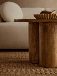 Knutsford Natural Mango Wood Column Detail Coffee Table – Sculptural Contemporary Coffee Table - thumbnail 3
