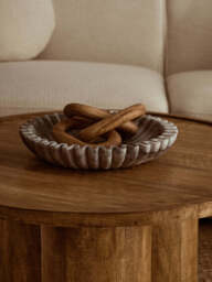 Knutsford Natural Mango Wood Column Detail Coffee Table – Sculptural Contemporary Coffee Table - thumbnail 4