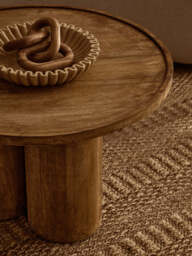 Knutsford Natural Mango Wood Column Detail Coffee Table – Sculptural Contemporary Coffee Table - thumbnail 2