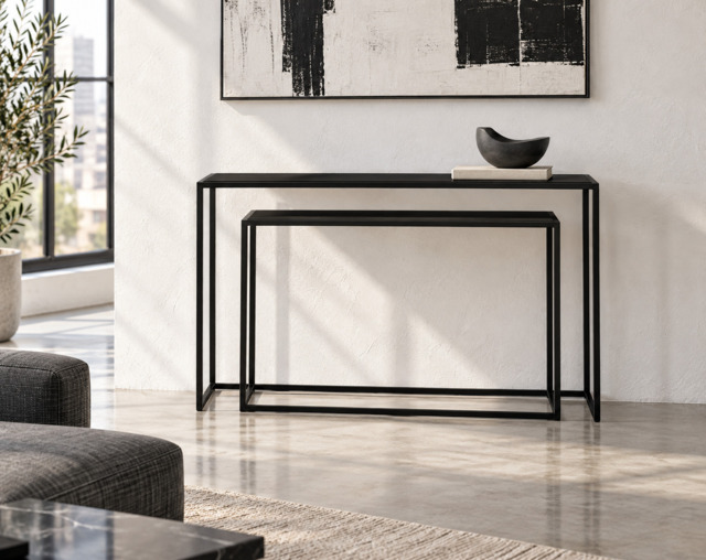 Banstead Set of Two Black Console Tables – Contemporary Nesting Console Tables - image 1
