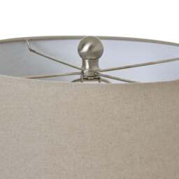 Clean & Serene: White Ceramic Pot Lamp & Linen Shade - thumbnail 2