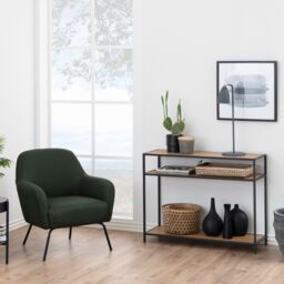Seaford Console Table, 2 Shelves in Black and Oak - thumbnail 1