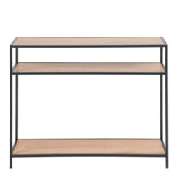 Seaford Console Table, 2 Shelves in Black and Oak - thumbnail 3