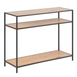 Seaford Console Table, 2 Shelves in Black and Oak - thumbnail 2