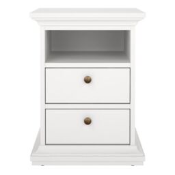 Paris Bedside 2 Drawers in White - thumbnail 3