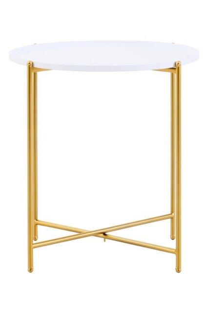 Wilmslow Two-Tier White & Gold Side Table – Contemporary Accent Table - image 1