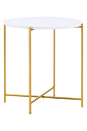 Wilmslow Two-Tier White & Gold Side Table – Contemporary Accent Table - thumbnail 5