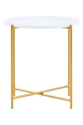 Wilmslow Two-Tier White & Gold Side Table – Contemporary Accent Table - thumbnail 2