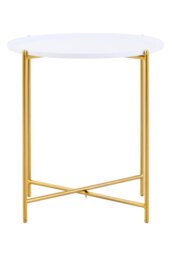 Wilmslow Two-Tier White & Gold Side Table – Contemporary Accent Table - thumbnail 1