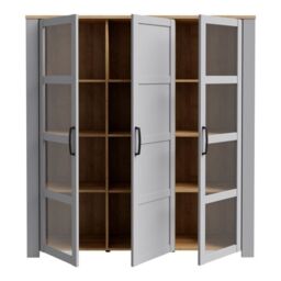 Bohol Large Display Cabinet inc. 4x LED Lights in Grey/Riviera Oak - thumbnail 4