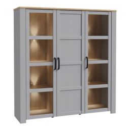 Bohol Large Display Cabinet inc. 4x LED Lights in Grey/Riviera Oak