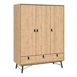 Ry Wardrobe – 3 Doors & 3 Drawers in Jackson Hickory Oak Finish - thumbnail 1