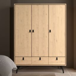 Ry Wardrobe – 3 Doors & 3 Drawers in Jackson Hickory Oak Finish - thumbnail 4