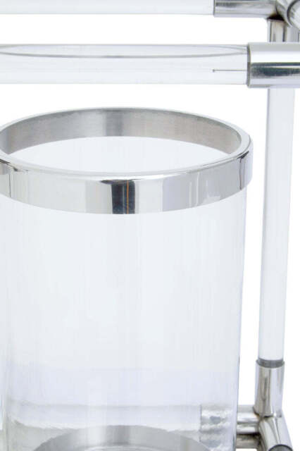 Aegean Double Candle Holder – Silver Steel & Acrylic - image 1