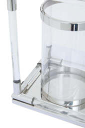 Aegean Double Candle Holder – Silver Steel & Acrylic - thumbnail 3