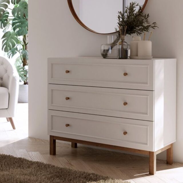 Wensley 3 Drawer Chest in Light Grey and Oak - image 1