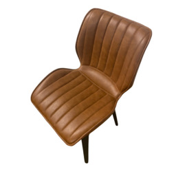 Junelle Dining Chair Vegan Leather Tan Wooden Leg SET OF 2 - thumbnail 4
