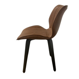 Junelle Dining Chair Vegan Leather Tan Wooden Leg SET OF 2 - thumbnail 3
