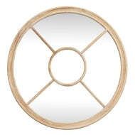Washed Wood Round Window Style Mirror - image 1