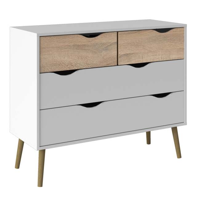 Oslo Chest of 4 Drawers in White and Oak - image 1