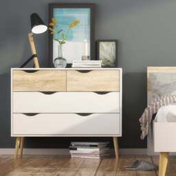 Oslo Chest of 4 Drawers in White and Oak - thumbnail 5
