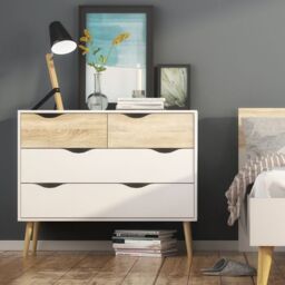 Oslo Chest of 4 Drawers in White and Oak - thumbnail 1